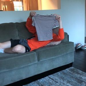 Pink white and black striped shirt